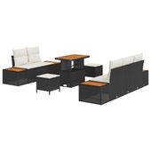 Zestaw Sof na Ogród 8 pcs Czarny i kremowy 90 x 55 x 71 cm