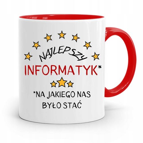 Kubek Czerwony Informatyka Programisty Najlepszy Z Nadrukiem Ze Zdjęciem na Arena.pl