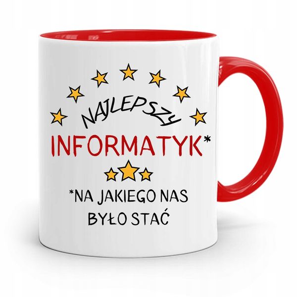 Kubek Czerwony Informatyka Programisty Najlepszy Z Nadrukiem Ze Zdjęciem zdjęcie 1