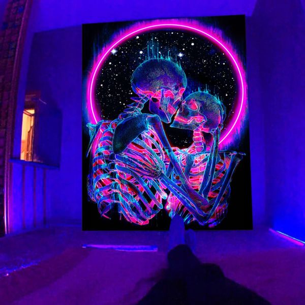 Dekoracja ŚCIENNA UV OBRAZ Fluorescencyjny ODBLASK Tęczowe Drzewo zdjęcie 11
