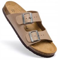 Klapki Skórzane Męskie na Korku Obuwie Ortopedyczne do Pracy 35-46 PanSzew