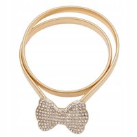 Pasek damski sprężynka kokardka z cyrkoniami kolor złoty 5cm