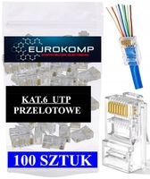 100 SZT KOŃCÓWKI WTYK WTYKI RJ45 8P8C UTP KAT 6 PRZELOTOWE EUROKOMP