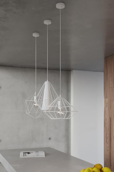 Druciana LAMPA wisząca SL.0293 industrialna OPRAWA zwis druciak metalowy biały zdjęcie 5