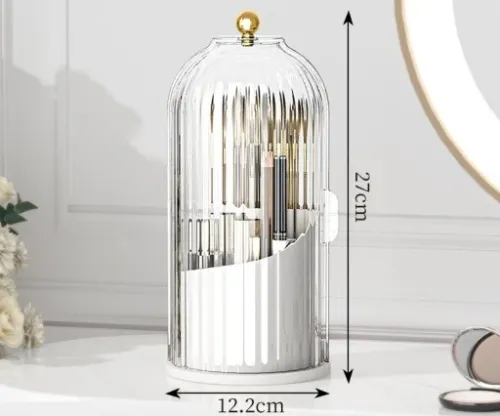 POJEMNIK ORGANIZER NA KOSMETYKI PUDEŁKO NA PĘDZLE MAKIJAŻU ELEGANCKI BIAŁY na Arena.pl