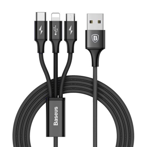 KABEL BASEUS 3W1 MICROUSB, USB-C APPLE IPHONE 1,2M na Arena.pl