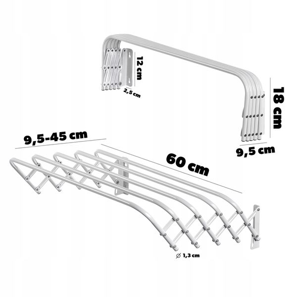 KADAX Suszarka Na Pranie Ścienna Harmonijkowa 60cm zdjęcie 3
