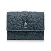 portfel damski skórzany granatowy w orientacji poziomej rfid