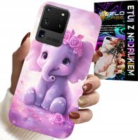 ETUI DO SAMSUNG GALAXY S20 Ultra - SŁODKI SŁONIK NA RÓŻOWYM TLE CASE +FOLIA