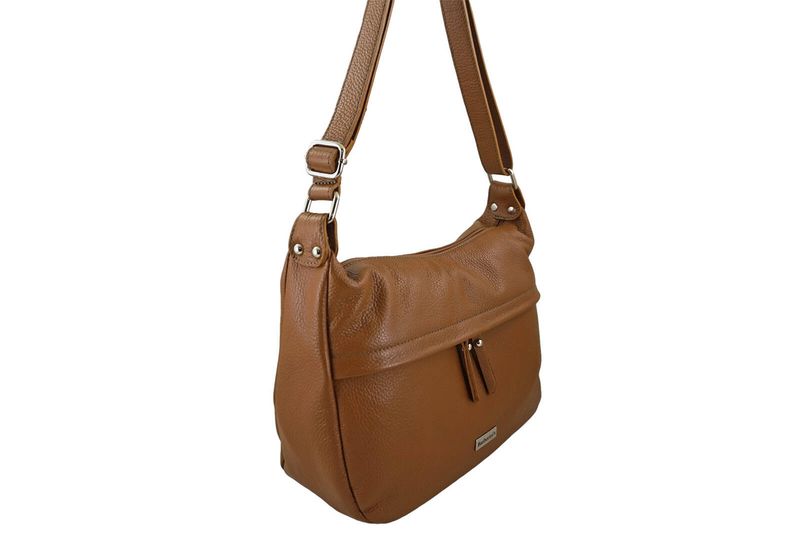 Pojemna torebka na ramię z kieszenią - Brązowa jasna zdjęcie 3