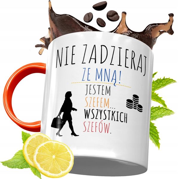 Kubek Pomarańczowy Dla Szefa Prezent Z Nadrukiem Ze Zdjęciem zdjęcie 1