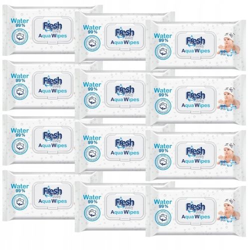12x AQUA WIPES Nawilżane Chusteczki dla Dzieci 99% Pure Water Mokre 60 szt na Arena.pl