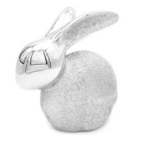 KRÓLIK WIELKANOCNY SREBRNY BROKATOWY DEKORACJA ŚWIĄTECZNA 12 cm