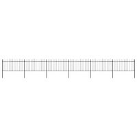 Ogrodzenie z prętów z grotami, stalowe, 10,2 x 1 m, czarne