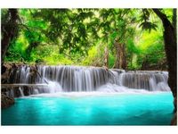 OBRAZ KOLOROWA WODA KOLOROWY WODOSPAD BŁĘKITNA RZEKA