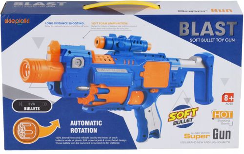 AUTOMATYCZNY BLASTER PISTOLET NASTRZAŁKI EVA Z MAGAZYNKIEM WYRZUTNIA PIANKI na Arena.pl