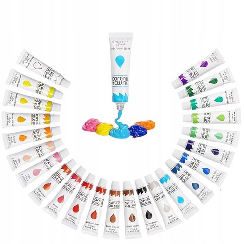 Farby Akrylowe Akryle Farbki Do Malowania 24 szt 12 ml Paletka Zestaw Farb na Arena.pl