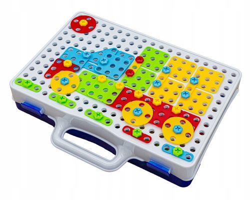 WKRĘTARKA ZESTAW KONSTRUKCYJNY dla dzieci ŚRUBKI 3D Kolorowe klocki Kuferek na Arena.pl