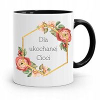 Kubek Czarny Prezent Dla Cioci Dla Ukochanej Cioci Z Nadrukiem Ze Zdjęciem