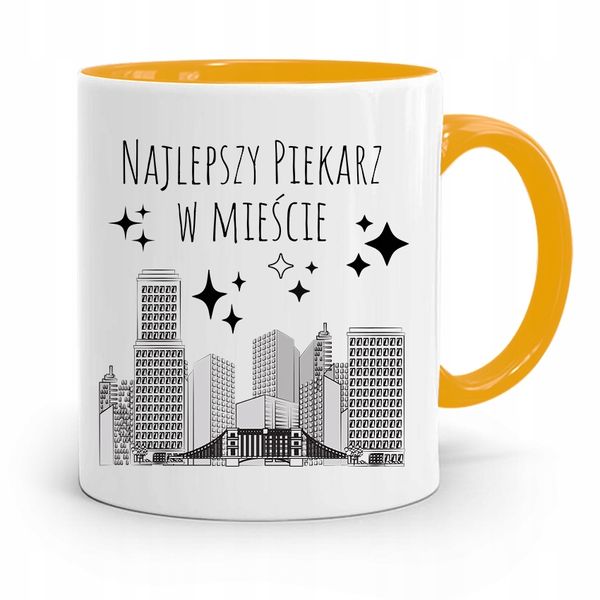 Kubek Żółty Dla Piekarza Najlepszy Piekarz Z Nadrukiem Ze Zdjęciem zdjęcie 1