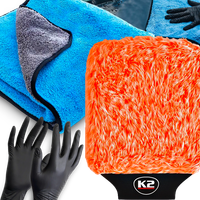 RĘKAWICA DO MYCIA AUTA K2 WASH MITT + K2 FLOSSY RĘCZNIK DO OSUSZANIA 60x90