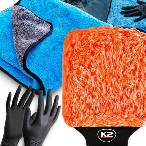 RĘKAWICA DO MYCIA AUTA K2 WASH MITT + K2 FLOSSY RĘCZNIK DO OSUSZANIA 60x90 na Arena.pl