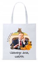 Prezydent Andrzej Duda Torba Eco Biała Shopper Z Nadrukiem Ze Zdjęciem