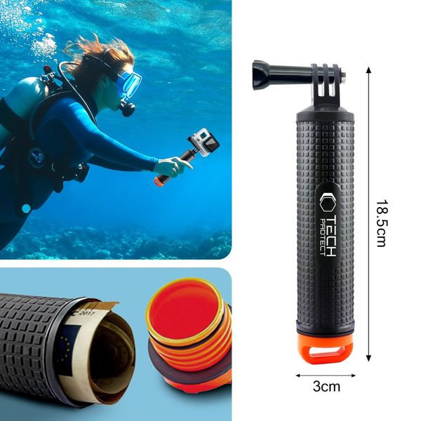 tech-protect ga100 float hand grip gopro / dji black zdjęcie 5