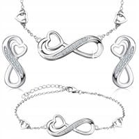 KOMPLET SREBRNEJ BIŻUTERII NIESKOŃCZONOŚĆ SERCE ZESTAW BIŻUTERII SREBRO
