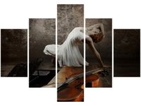 70 100CM OBRAZ 5 ELEM BALERINA TAŃCU DRUK PŁÓTNO