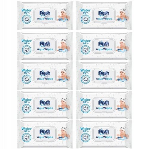 10x AQUA WIPES Nawilżane Chusteczki dla Dzieci Mokre 99% Pure Water 60 szt na Arena.pl