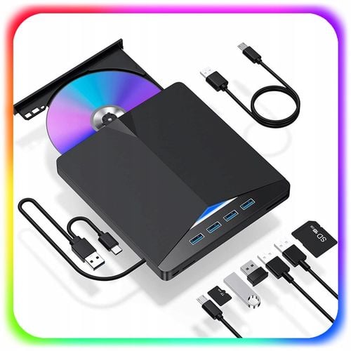 NAPĘD ZEWNĘTRZNY CD DVD ODTWARZACZ PŁYT PRZENOŚNY NAGRYWARKA HUB USB-C 3.0 na Arena.pl