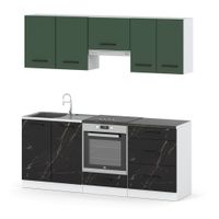 Kuchnia Modułowa Mała Nowoczesna 2.0m Biały Butelkowa Zieleń San Sebastian