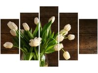 OBRAZ BUKIET JASNYCH TULIPANÓW KWIATY