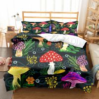 Zestaw Kolorowa Pościel z Grzybami Mikrofibra 135x200CM 80X80CM