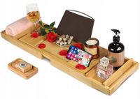 PÓŁKA ŁAZIENKOWA BAMBUSOWA DREWNIANA NA WANNĘ NAKŁADKA SPA REGULOWANA