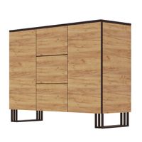 KOMODA LOFT KLARA 120 DĄB CRAFT ZŁOTY nogi metal salon sypialnia biuro