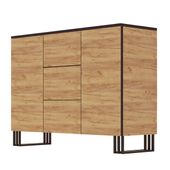 KOMODA LOFT KLARA 120 DĄB CRAFT ZŁOTY nogi metal salon sypialnia biuro