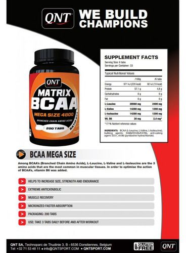 Aminokwasy QNT MATRIX BCAA 4800 200 tabletek na Arena.pl