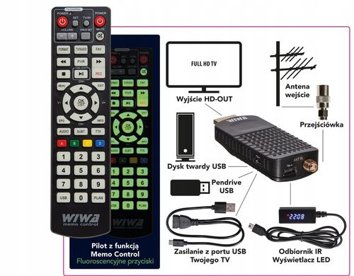 Dekoder Tuner TV Wiwaj DVB-T2 HEVEC MINI LED na Arena.pl