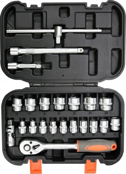 ZESTAW NARZĘDZIOWY KLUCZE NASADOWE 3/8'''' 22 SZTUKI GRZECHOTKA NASADKI zdjęcie 2