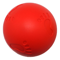 Gumowa piłka dla psa z odciskiem łap kolcami i piszczałką czerwona 5cm