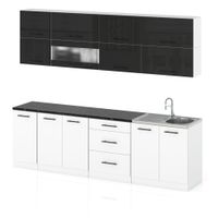 Meble Kuchenne Zestaw Kuchnia Robo Lux 2.6m Modułowa Czarny Połysk Biały