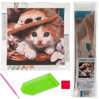 HAFT DIAMENTOWY KOTEK KOT MALOWANIE DIAMENTAMI 3D