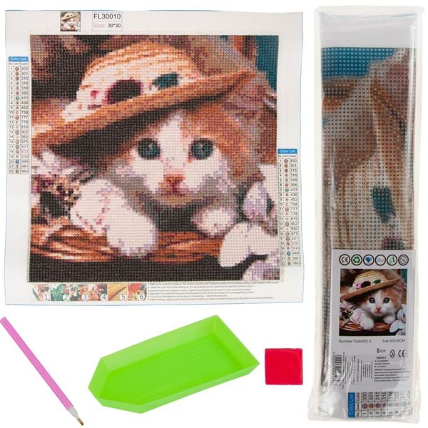 HAFT DIAMENTOWY KOTEK KOT MALOWANIE DIAMENTAMI 3D zdjęcie 1