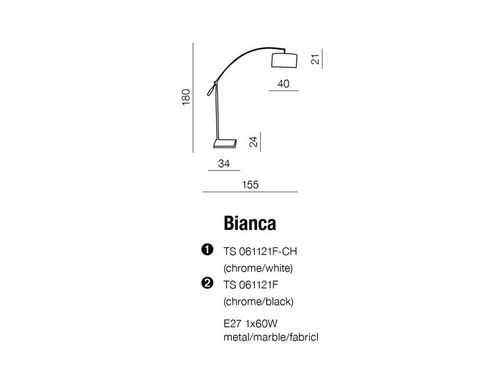 Lampa podłogowa BIANCA TS 061121F Azzardo +LED na Arena.pl