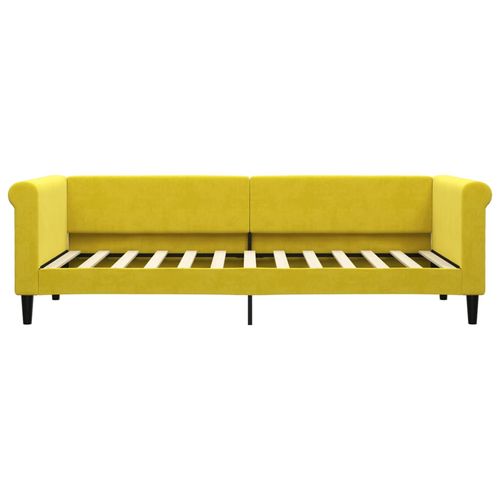 Sofa z materacem do spania, żółta, 80x200 cm, aksamit na Arena.pl