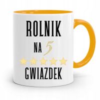 Dla Rolnika Kubek Zółty Rolnik Na 5 Gwiazdek Z Nadrukiem Ze Zdjęciem