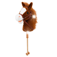 Hobby Horse koń na kiju dźwięki galopu i rżenia kółka 100 cm brązowy