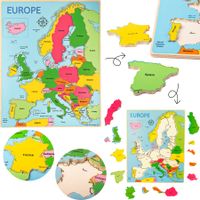 PUZZLE EDUKACYJNE Dla Dzieci Drewniana Układanka z Krajami EUROPY 25 części